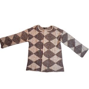 Signature Studio Cardigan Womens Large Multicolor Tinsel Sweater Diamond Pattern